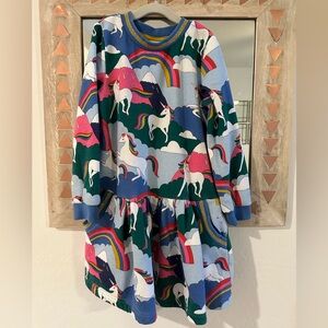 Mini Boden Sweatshirt Dress - Unicorn & Rainbow